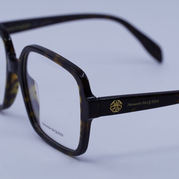 Alexander McQueen AM0286O 002 Eyeglasses Havana 55mm Square Frame - Picture 5 of 10
